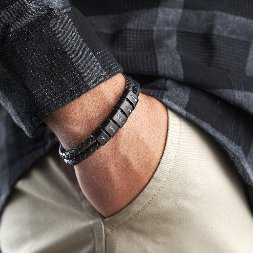 Customisable Leather Bracelet with Beads