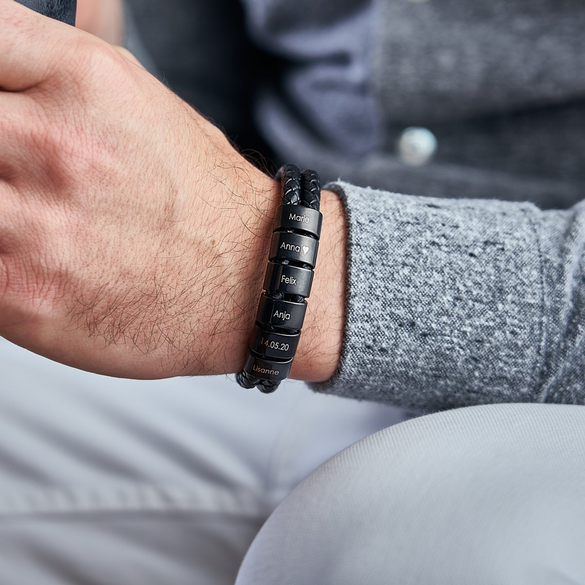 Customisable Leather Bracelet with Beads